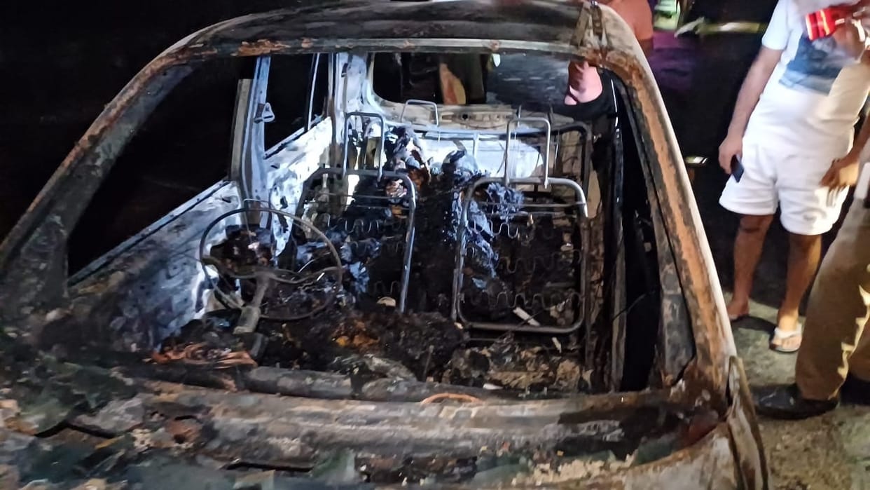 Four people burnt alive in fire in Centro car in Meerut