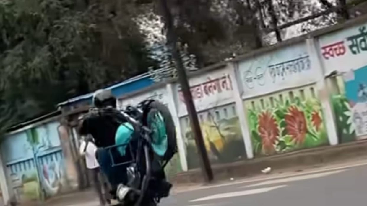 Doing dangerous bike stunts on the road in front of the Collectorate proved costly