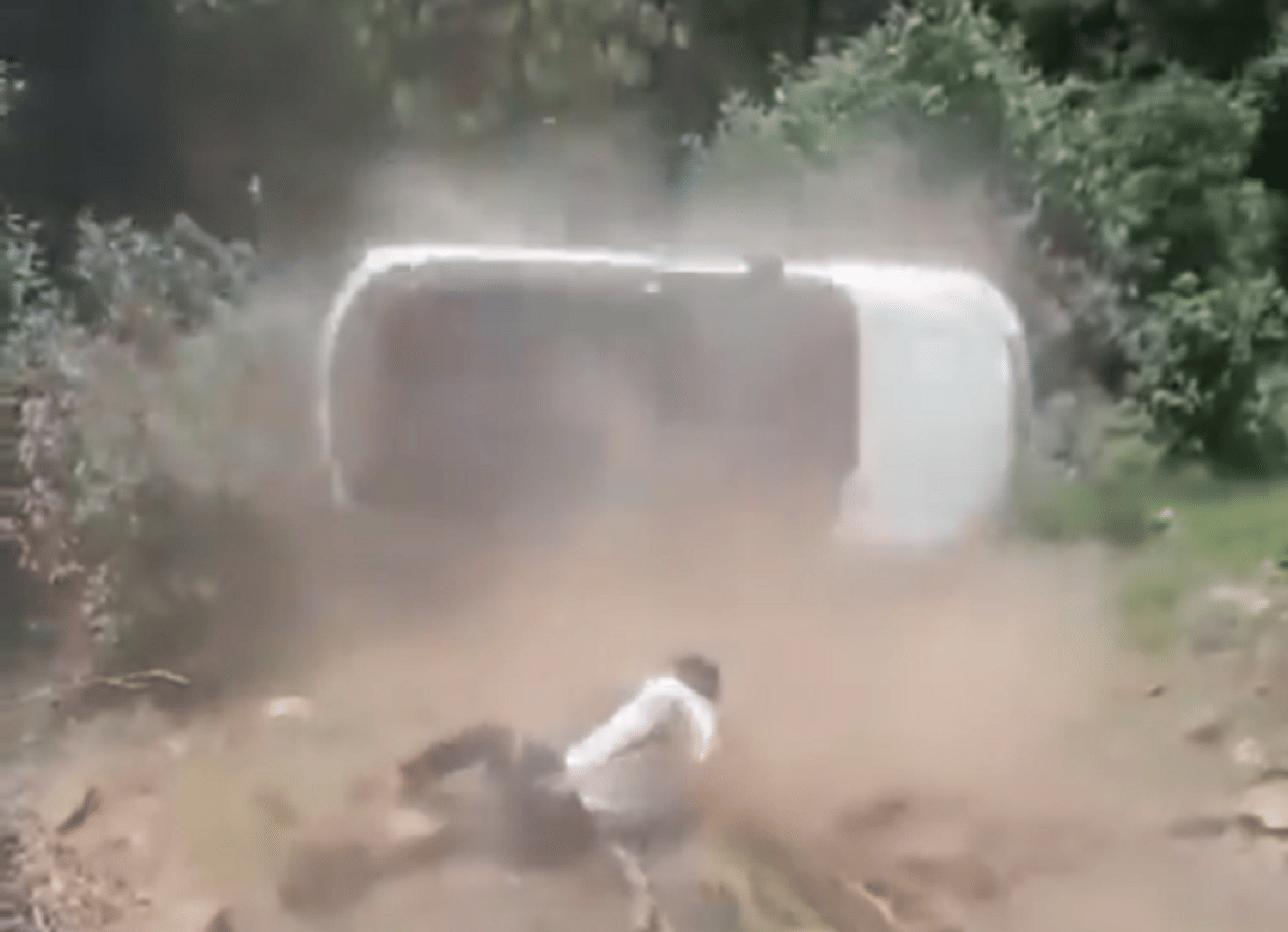 car falls down mountain viral video hill driving precautions