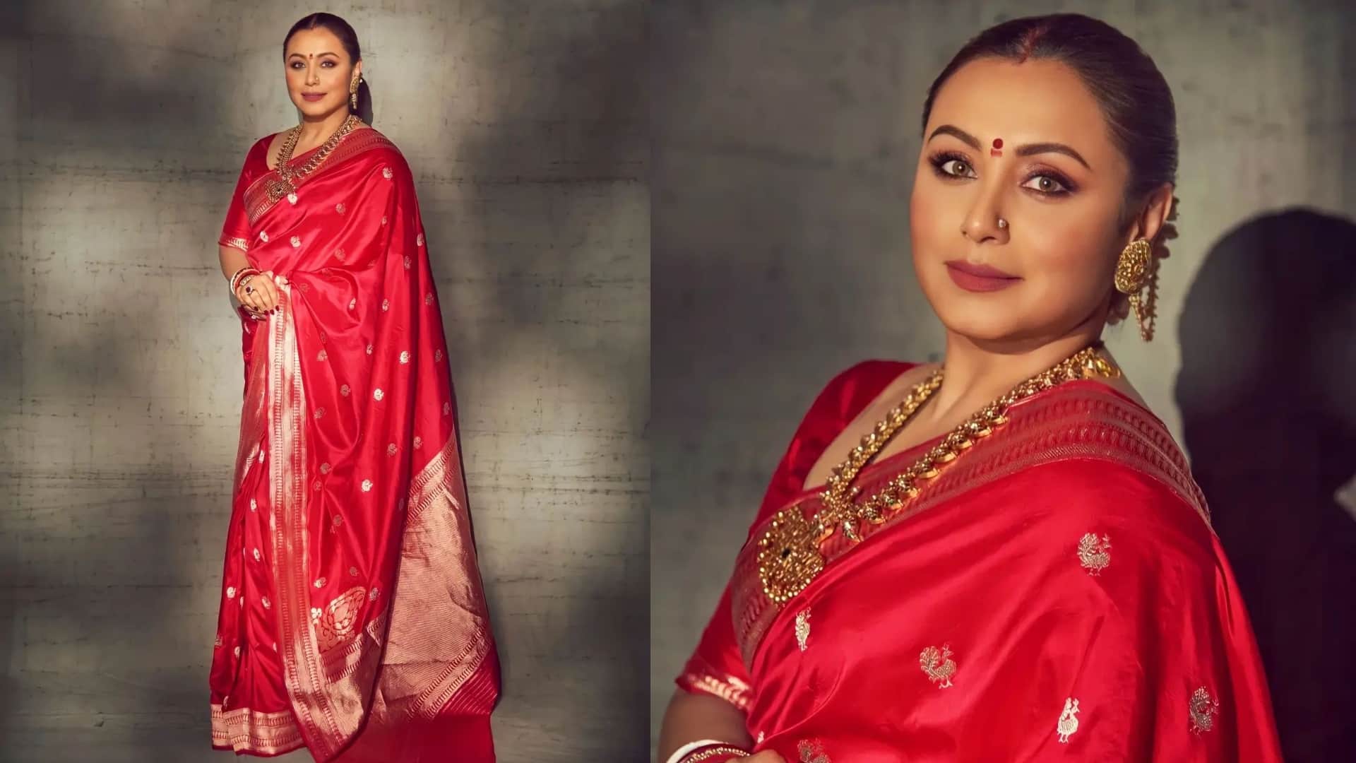 red colour trendy saree for Vat Savitri Vrat 2024