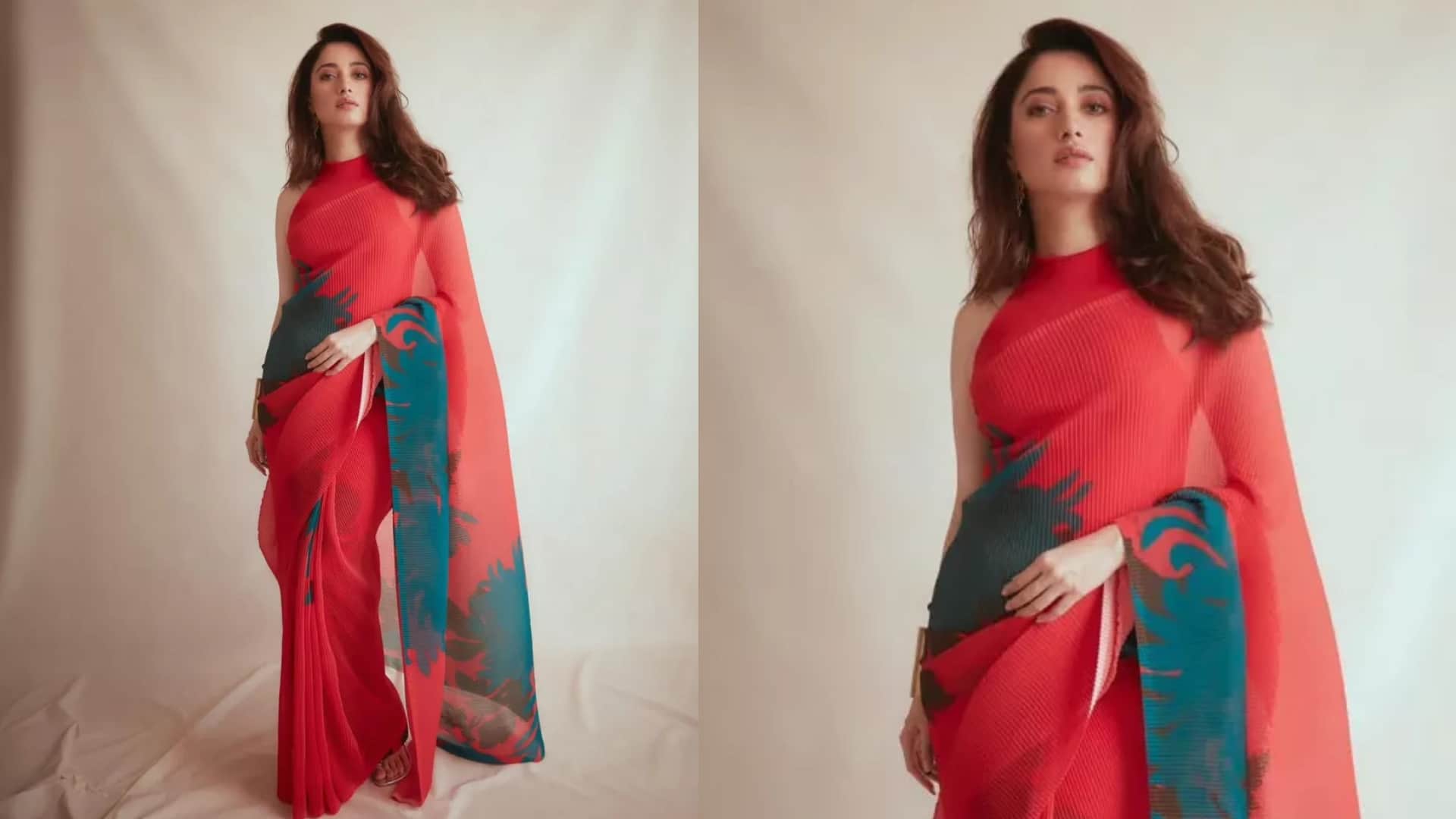 red colour trendy saree for Vat Savitri Vrat 2024
