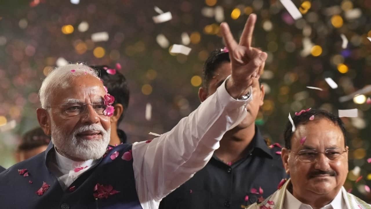 Election Results 2024 Narendra Modi BJP Headquarters Celebrations JP Nadda Amit Shah and others see photos