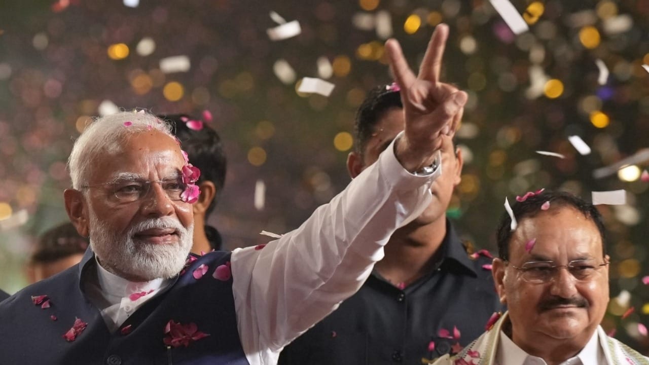 Election Results 2024 Narendra Modi BJP Headquarters Celebrations JP Nadda Amit Shah and others see photos