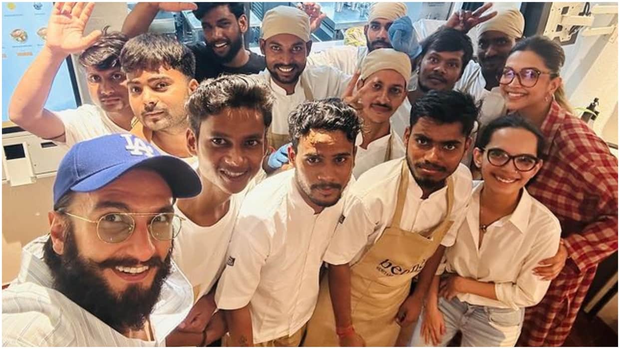Deepika Padukone and Ranveer Singh were seen posing with the restaurant staff on a dinner date See Photo