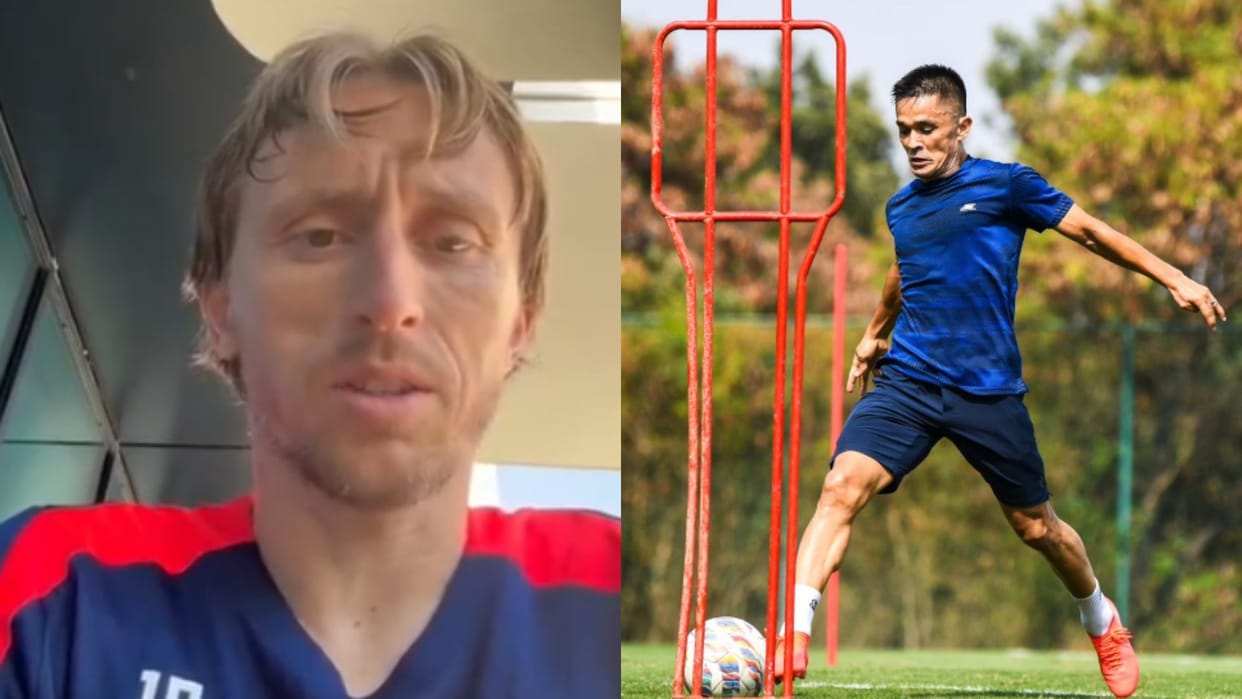 Luka Modric wishes Indian football team captain Sunil Chhetri on his farewell match against kuwait  video