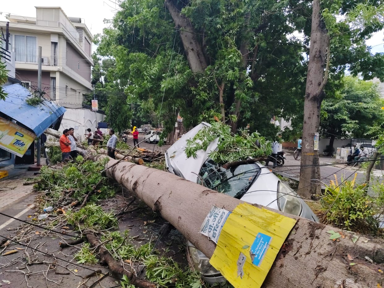 Lucknow: Weather changed, storm with rain caused devastation, trees fell on cars in many areas, pictures