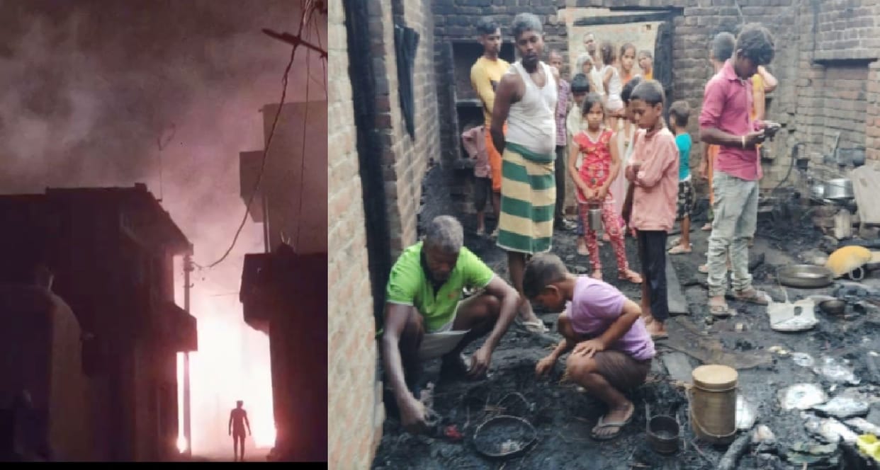 A huge fire broke out in Fukha village, 35 houses burnt and 18 cattle also scorched, loss of 26 lakhs