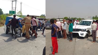 Sultanpur: तेज रफ्तार एसयूपी ने सामने से आ रहे ऑटो को मारी टक्कर, दो बजुर्ग समेत तीन की मौत Three died when a SUV hits an auto on Lucknow Varanasi fourlane on Dakafi turn in Sultanpur.