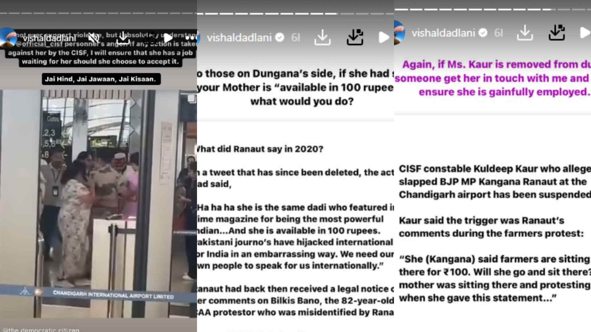 Vishal Dadlani came out in support of the CISF personnel who slapped Kangana Ranaut offered her a job