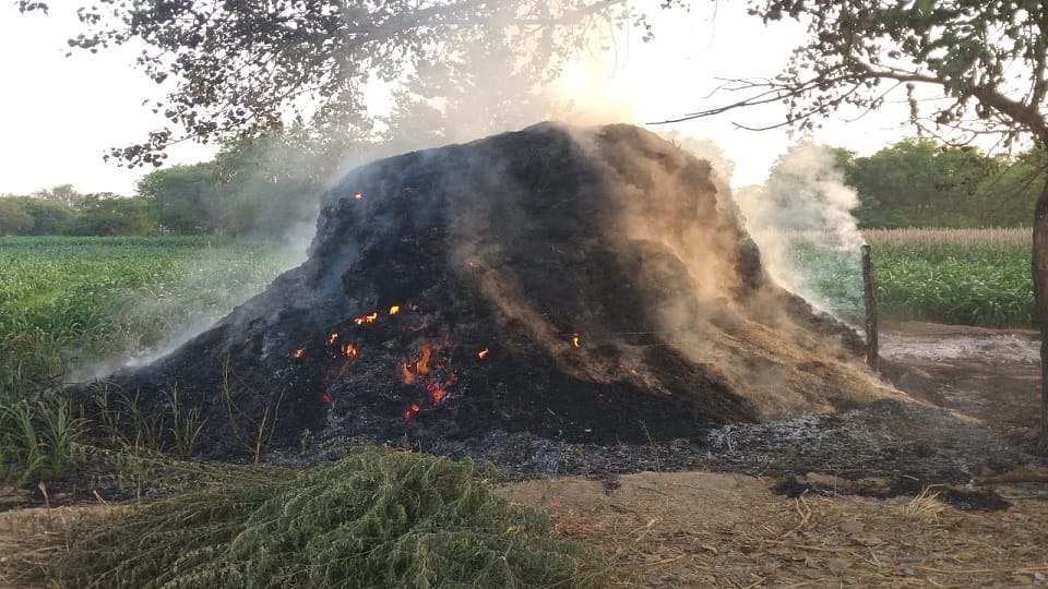 fire in haystack