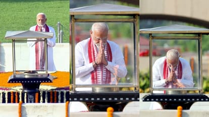 मोदी ने महात्मा गांधी की समाधि पर श्रद्धांजलि अर्पित की
