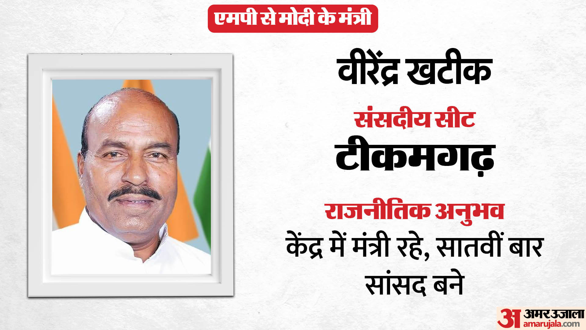 टीकमगढ़ से सांसद वीरेंद्र खटीक फिर मंत्री बने हैं।