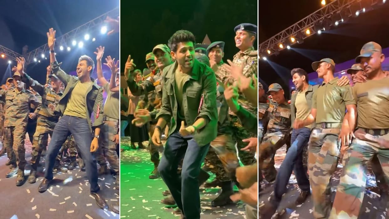 Kartik Aaryan Dances With Jawans Says This Feeling Is Difficult To Express At Chandu Champion Promotions
