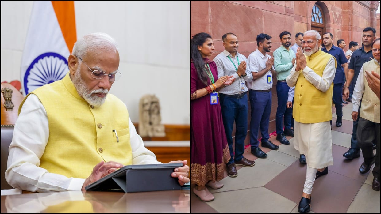Modi 3.0 Prime Minister Narendra Modi in south block portfolio photos news in hindi