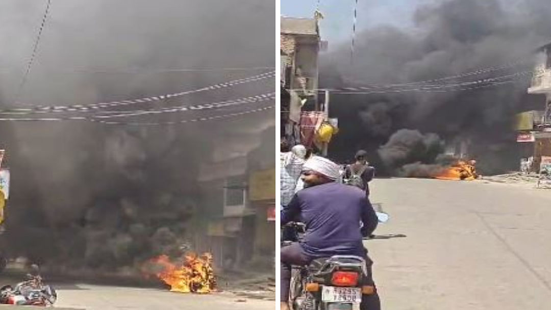 Dausa News: Scooty caught fire as soon as it was started, sudden fire in the middle of the market caused chaos