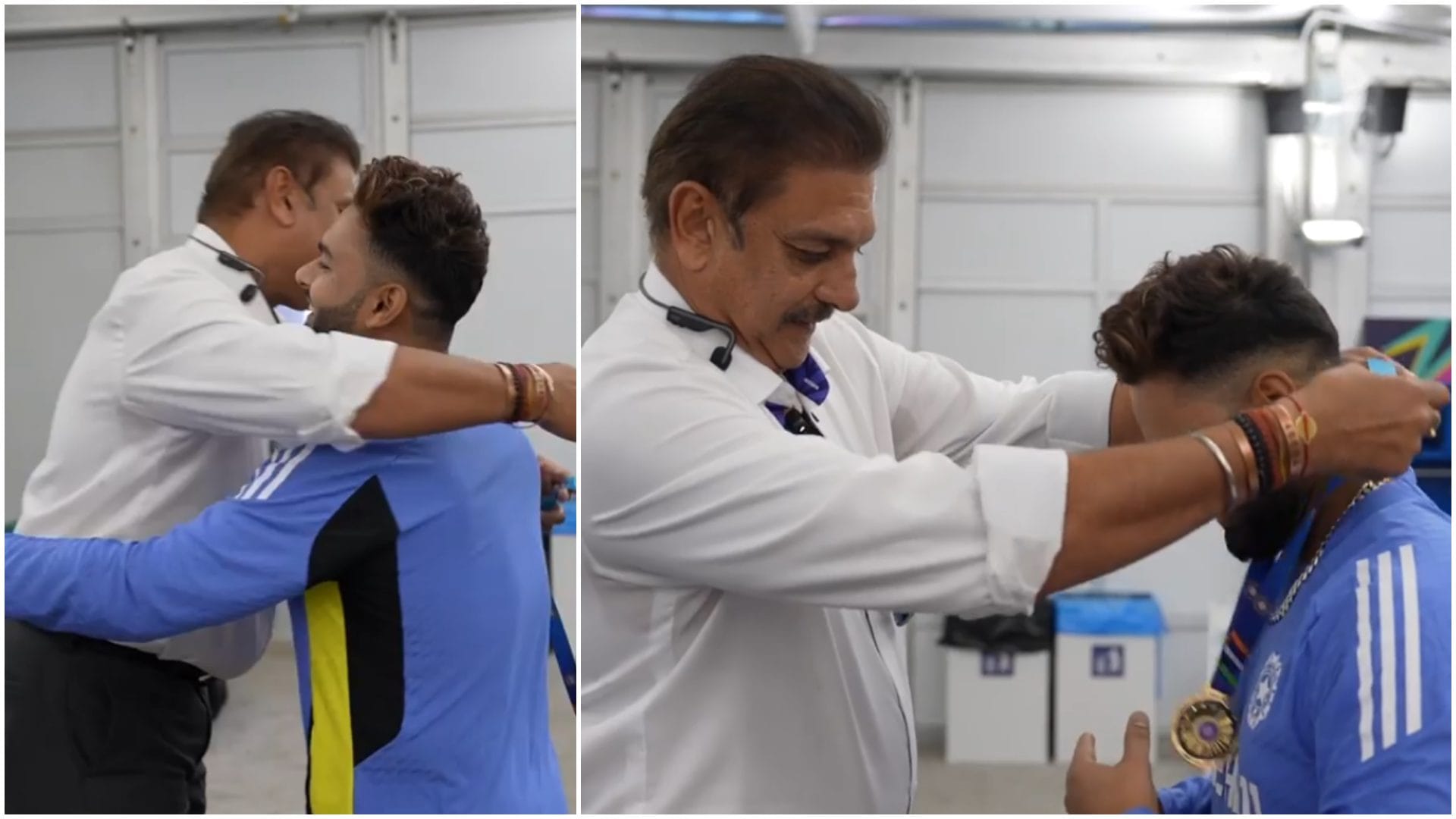 rishabh pant receives best fielder medal from ravi shastri after ind vs pak match t20 world cup 2024
