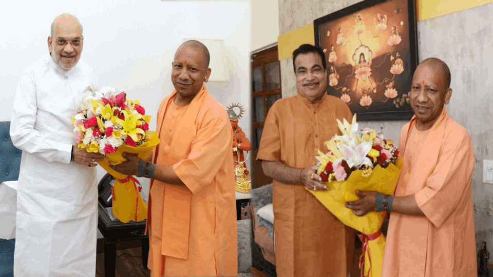 CM Yogi met Amit Shah and Nitin Gadkari after government was formed in delhi