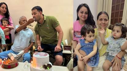 परिवर संग लालू प्रसाद ने काटा केक।