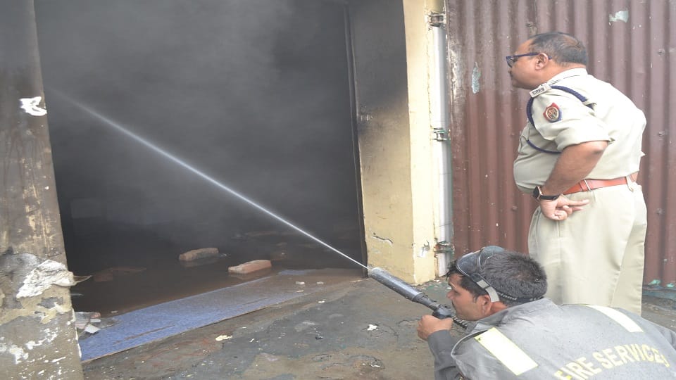 massive fire broke out in the uniform-book warehouse of Hathras