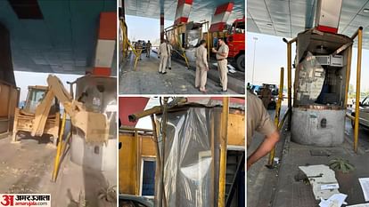 JCB driver breaks toll plaza booths in Hapur after being asked to pay fee incident caught on camera