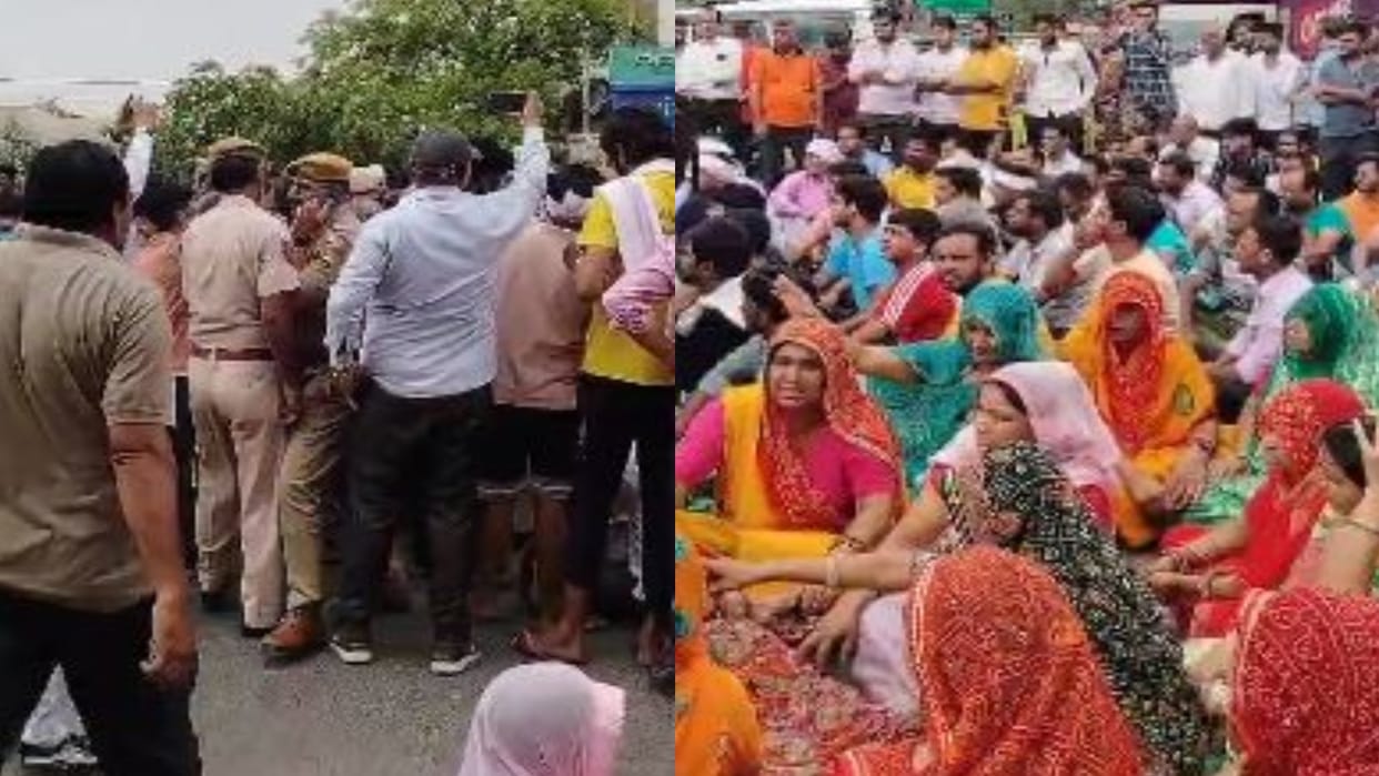 Jaipur : Families of those killed in the terrorist attack staged a protest in Chaumu, demanding compensation