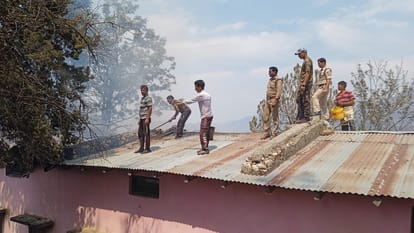computers and documents burnt in school due to forest fire in nainital school