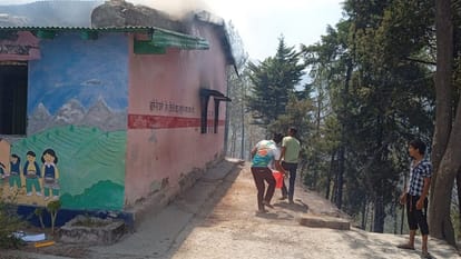 computers and documents burnt in school due to forest fire in nainital school