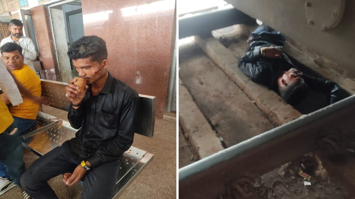 Young man s foot slipped while boarding train in Agra narrowly saved his life