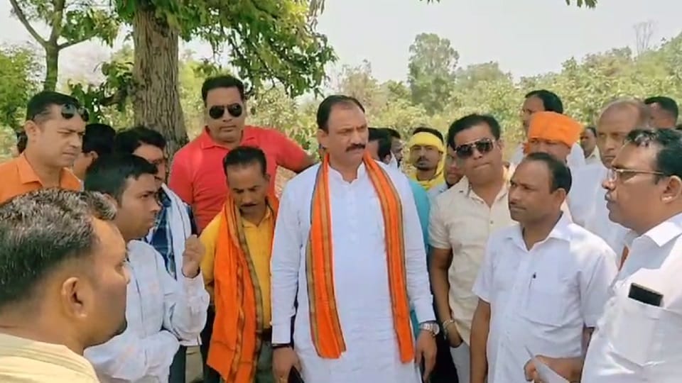 Health Minister seen in field for land survey for construction of district hospital in MCB