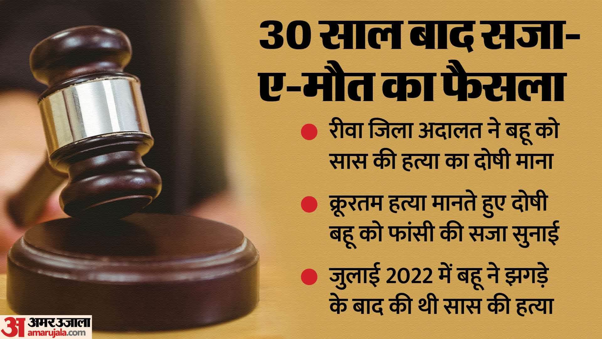 हत्या के दो साल बाद दोषी बहू को फांसी की सजा।