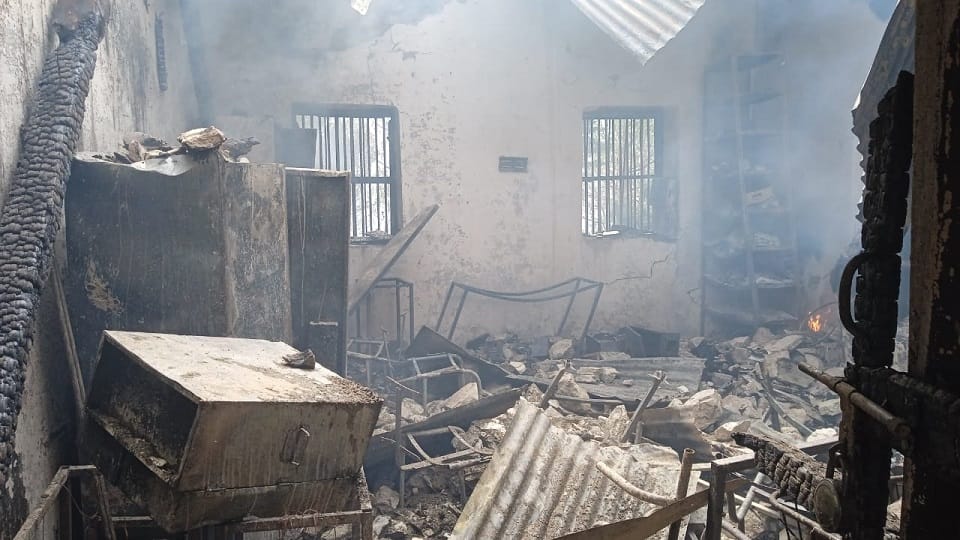 computers and documents burnt in school due to forest fire in nainital school