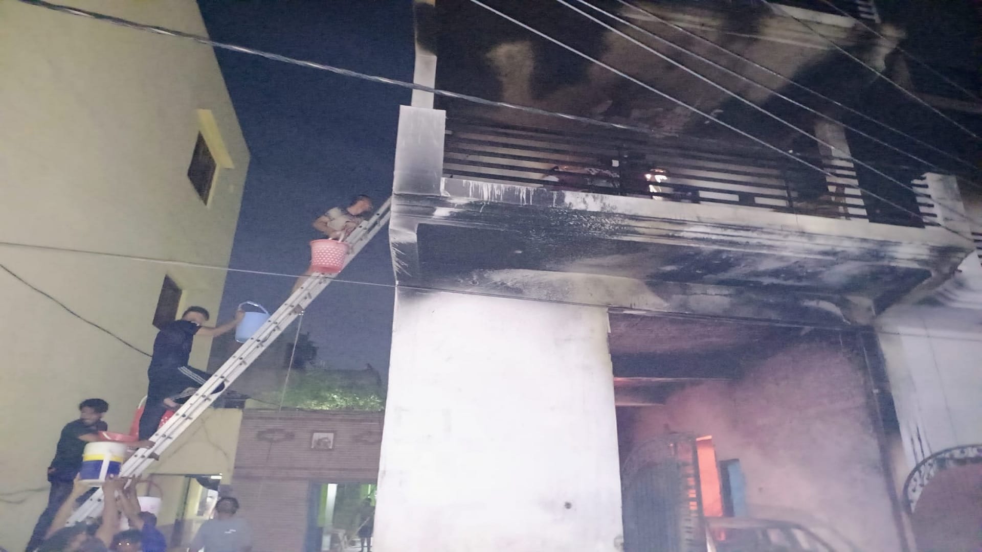 Fire caused by foam in parking contractor house in Loni Ghaziabad see photos of fire