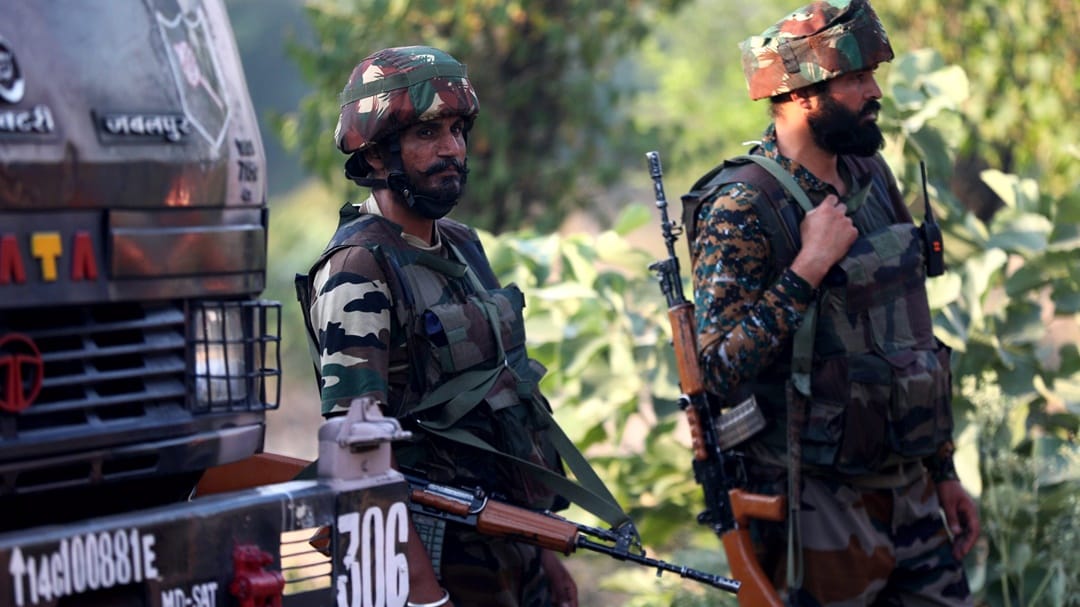 Security forces seized arms and ammunition during a search operation in the Bandipora forest