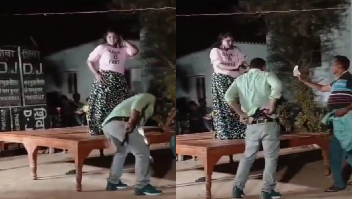 A video of a young man waving a weapon in his hand during an orchestra dance in Deoria goes viral