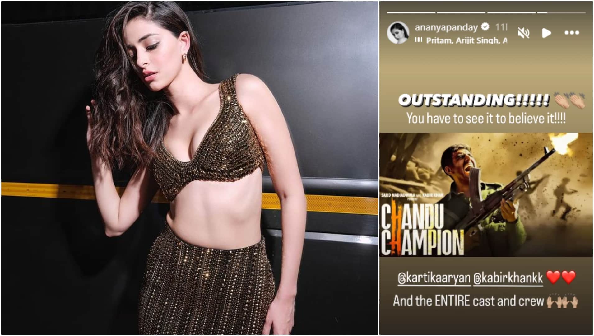 Actress Ananya Panday reviews Kartik Aaryan starrer and Kabir Khan directorial Chandu Champion on social media