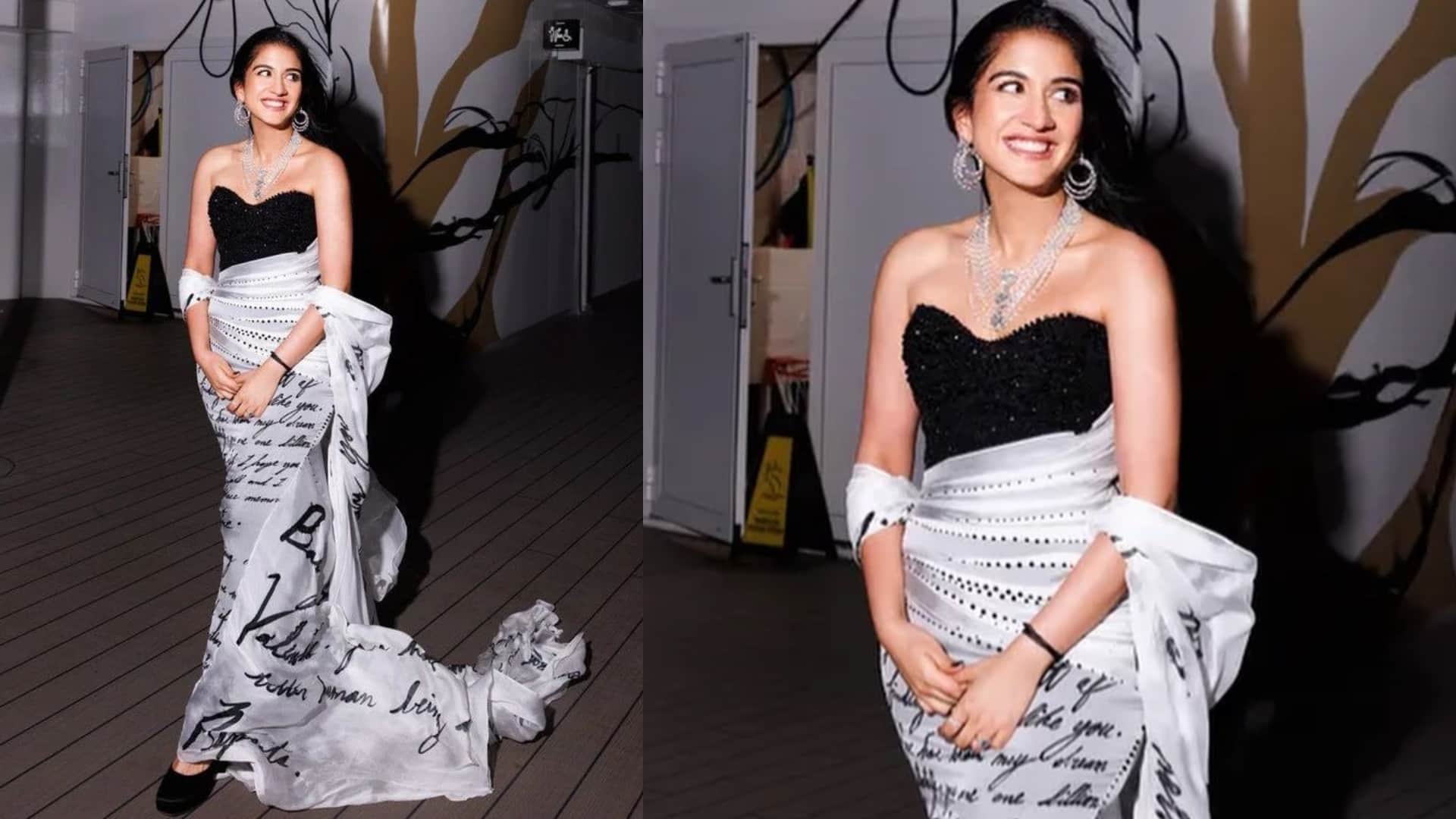 Anant ambani Radhika merchant Pre Wedding photos Radhika merchant wore love letter gown on cruise