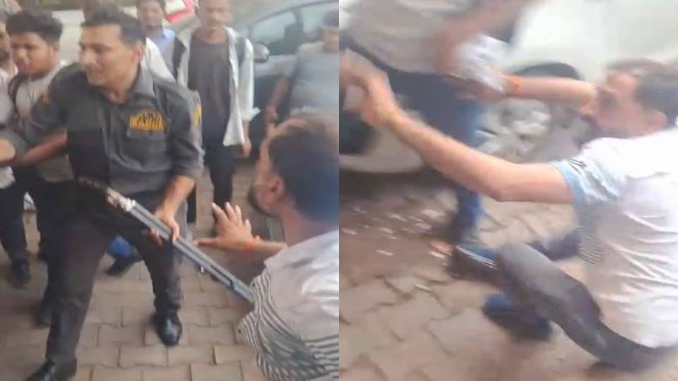 former soldier beat up contractor henchman with  rifle butt for beating his son In Agra
