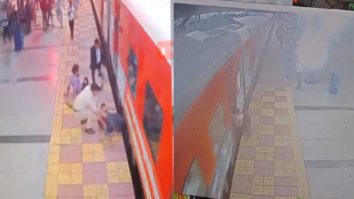 Bhilai durg train news: young man slipped and fell from train, see here video