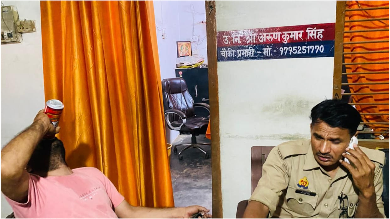 Photo of youth drinking beer with constable in Gorakhpur Naushad post goes viral, suspended