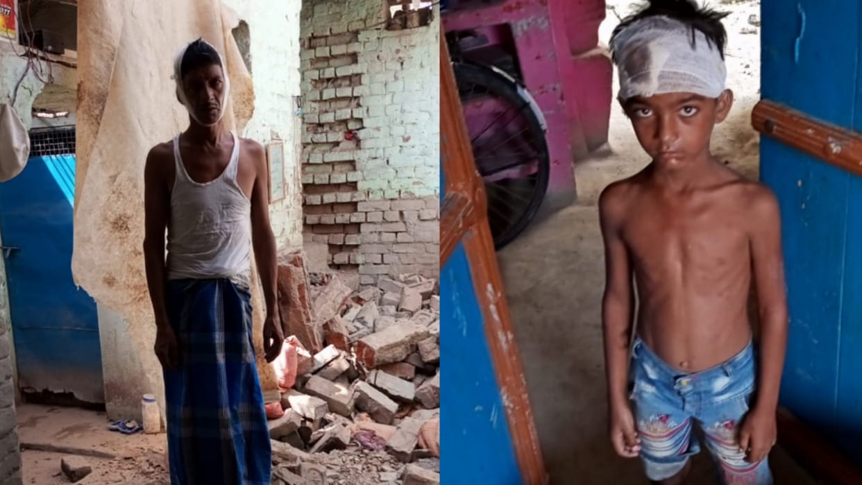 Four injured when a roof collapsed in kotwasadak in Barabanki.