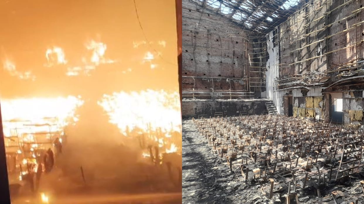massive fire broke out in Amba cinema hall in Shahjahanpur