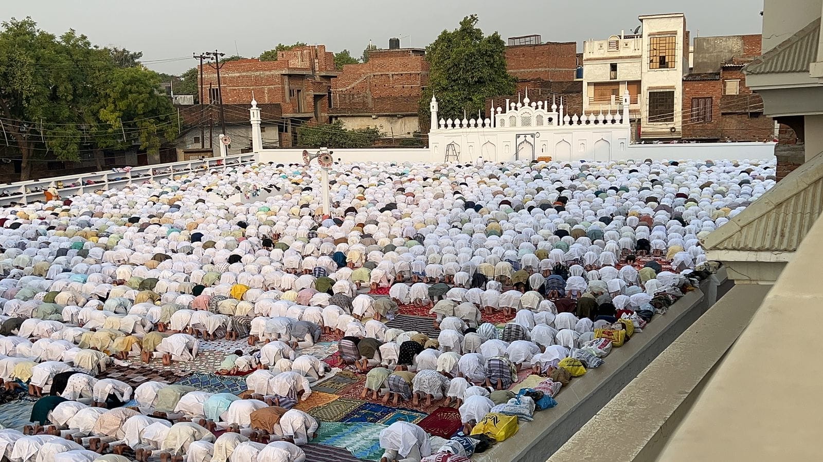 Eid-ul-Azha festival celebrated people congratulating each other after offering prayers
