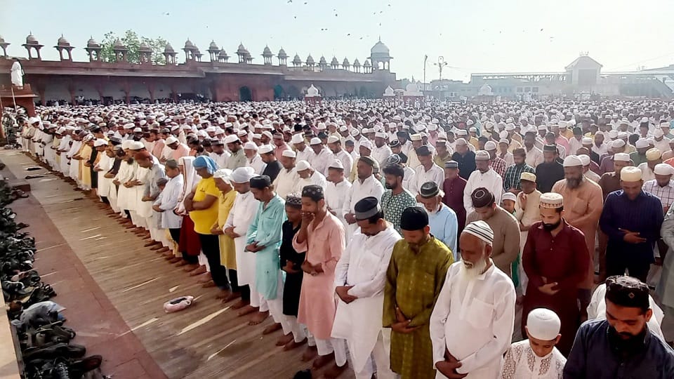 Eid ul Azha festival is being celebrated agra crowds gathered in mosques to offer prayers