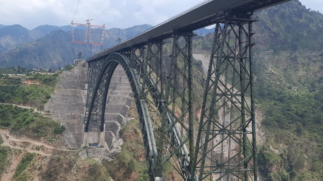 Train To Kashmir Photo : 1st trial train run from Sangaldan to Reasi including Chenab railway Bridge succesful