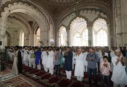 Muslim community offer prayer on bakreed and wishes each other.