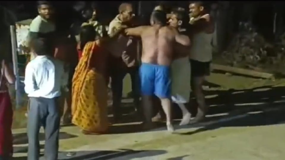 Former district president of BSP and other people entered house and beat him up in Lalitpur