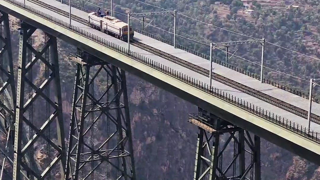 Train To Kashmir Photo : 1st trial train run from Sangaldan to Reasi including Chenab railway Bridge succesful