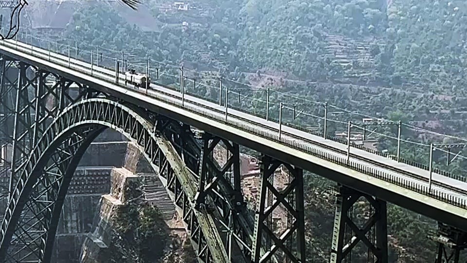 Train To Kashmir Photo : 1st trial train run from Sangaldan to Reasi including Chenab railway Bridge succesful