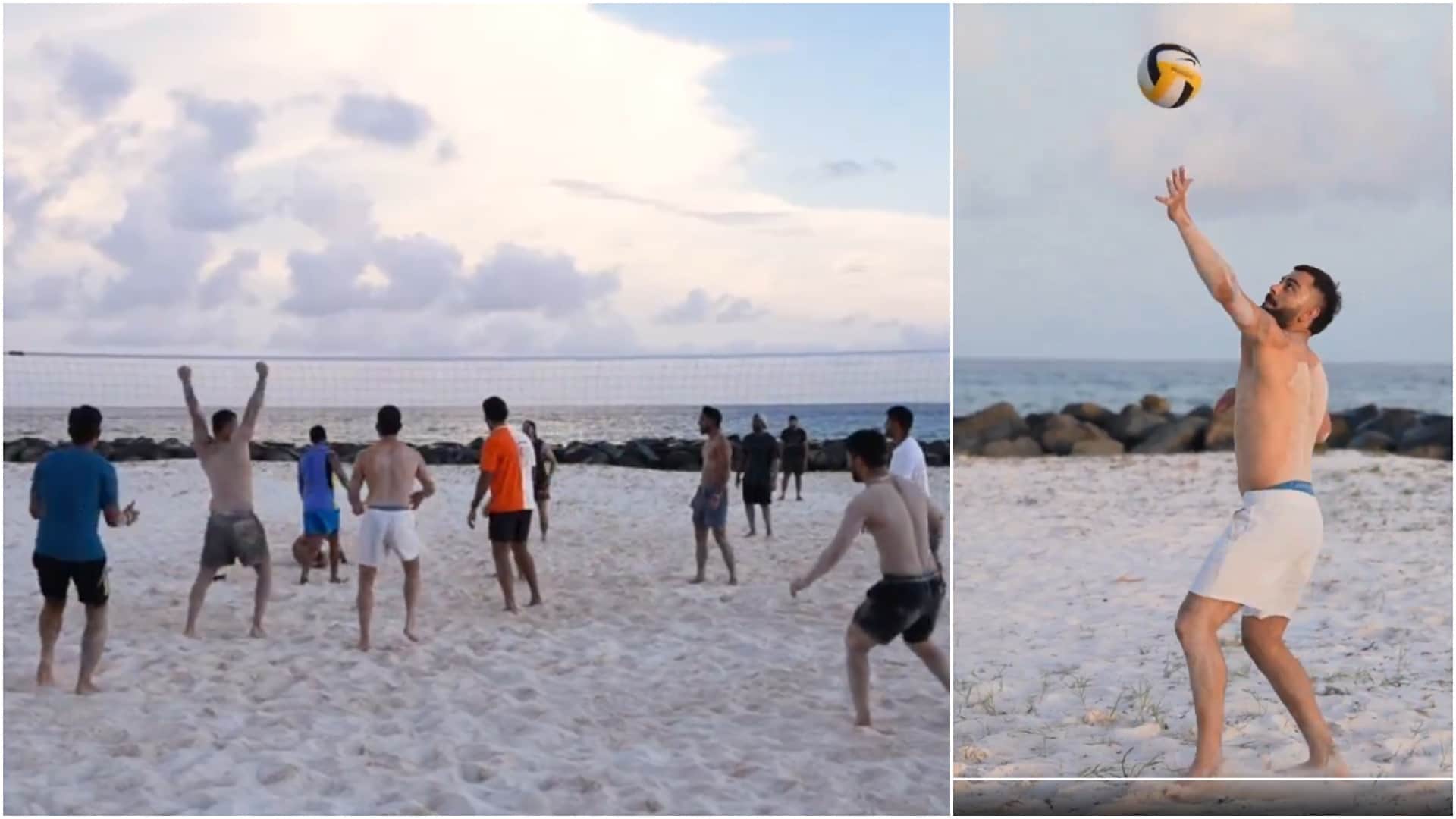 T20 World Cup: Indian team enjoying beach volleyball before Super-8 round, Kohli and Hardik playing see video