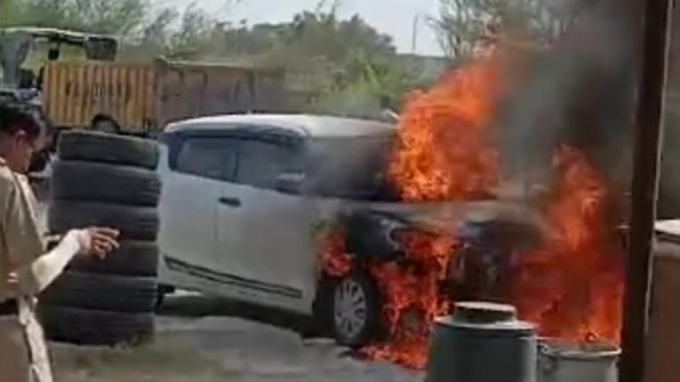 Fire Broke out in car in hisar